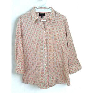 Foxcroft Fitted Fit Blouse Sz 16 No Wrinkle Cotton Bracelet Sleeve Classic Plus